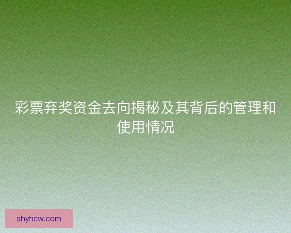 彩票弃奖资金去向揭秘及其背后的管理和使用情况