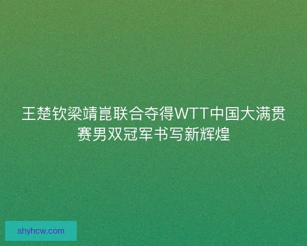 王楚钦梁靖崑联合夺得WTT中国大满贯赛男双冠军书写新辉煌